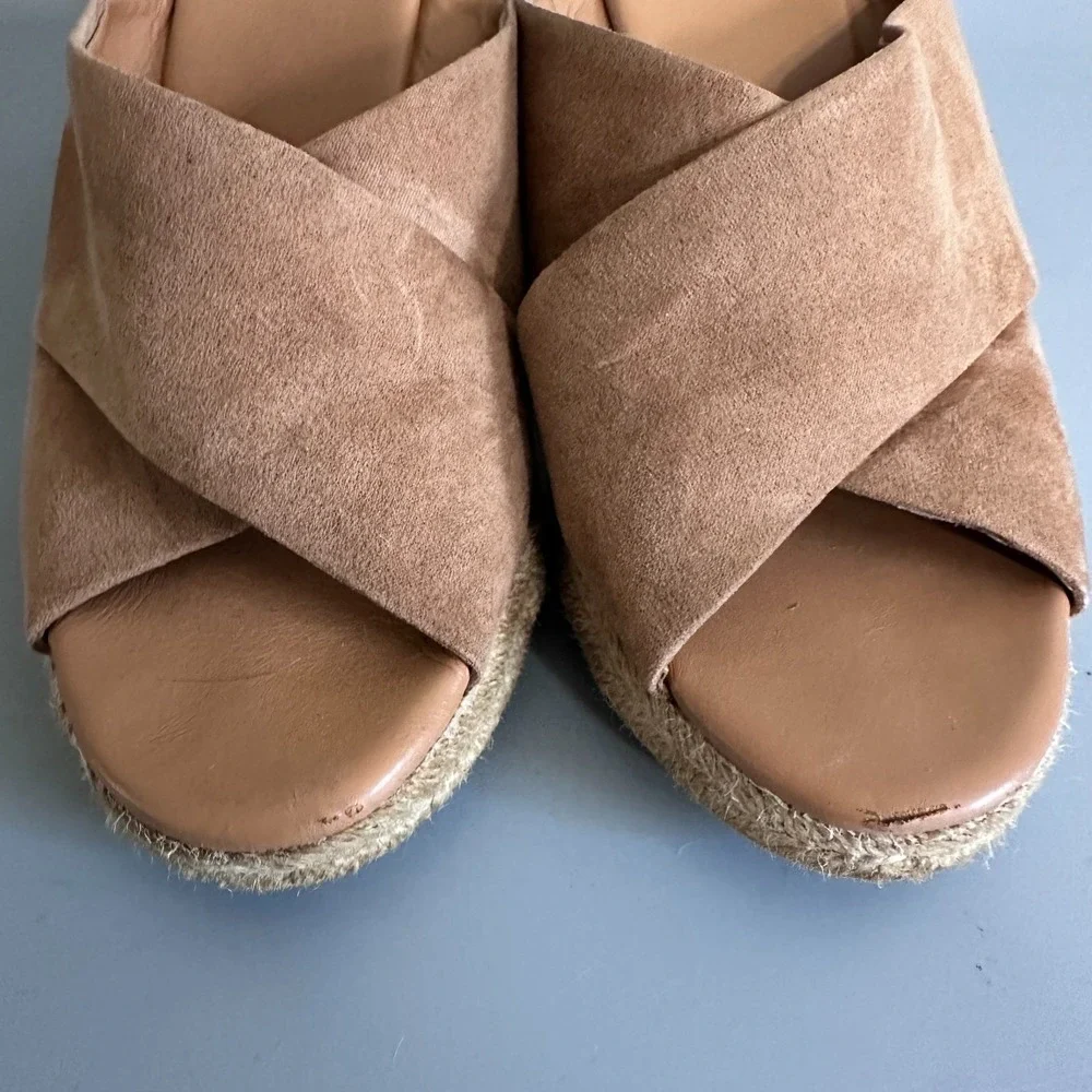 J.Crew Womens Tan Suede Crossover Espadrille Wedge Sandals BH272 Size 8